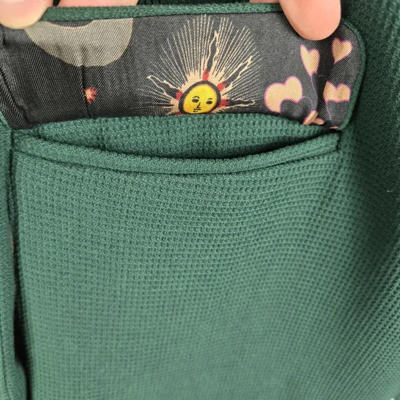 Philosophy Womens Size 6 Green Waffle Knit Celestial Print Lined Blazer Jacket - Picture 6 of 13